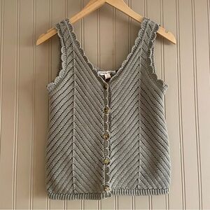 Poof Apparel NWT Sage Green Crochet Knit Tank Women’s Large